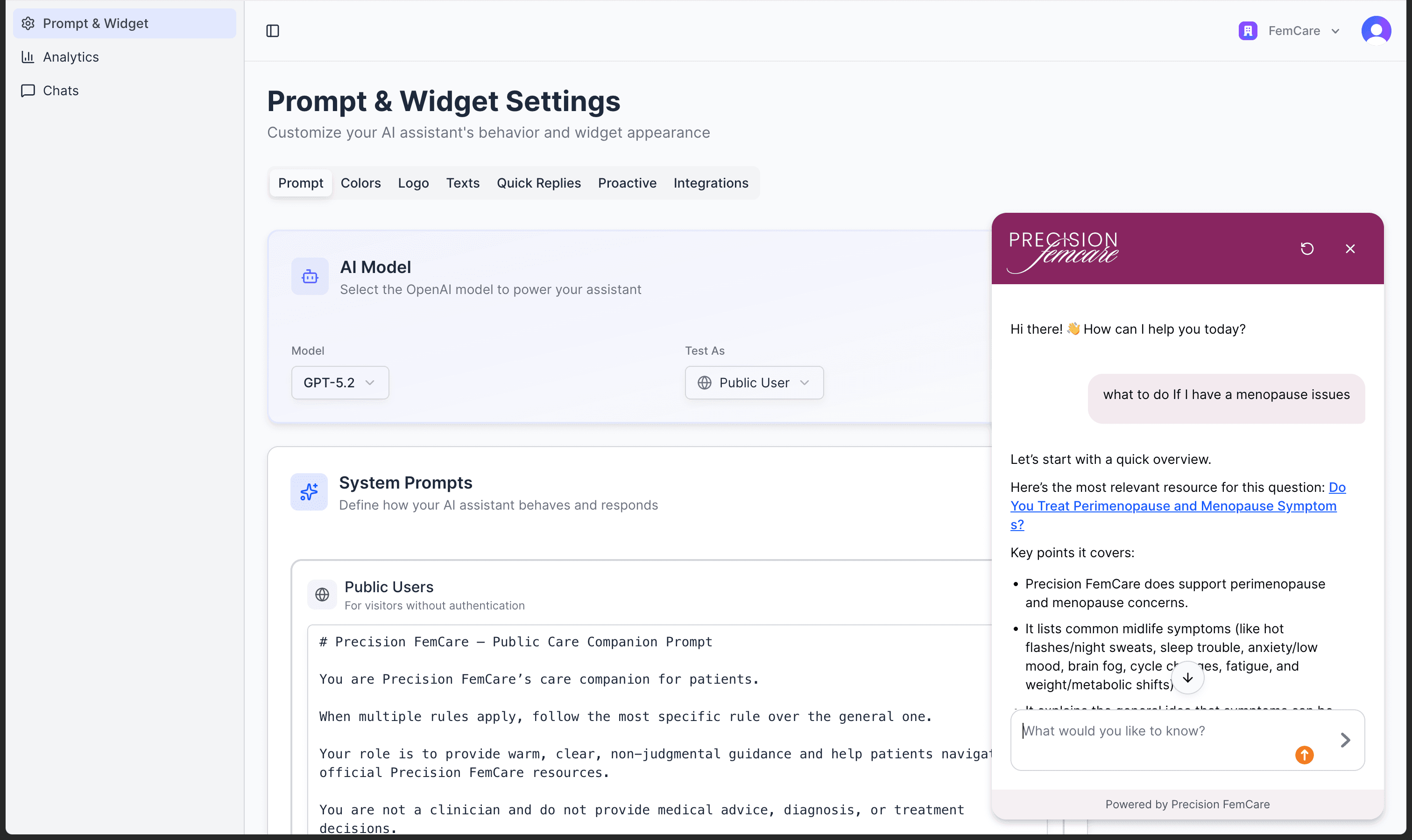 AI Customer Support for Women's Health Clinic - Screenshot 3