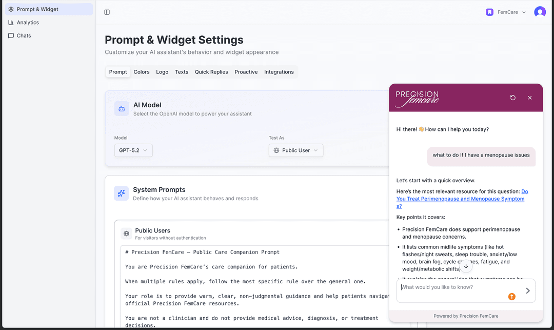 AI Customer Support for Women's Health Clinic